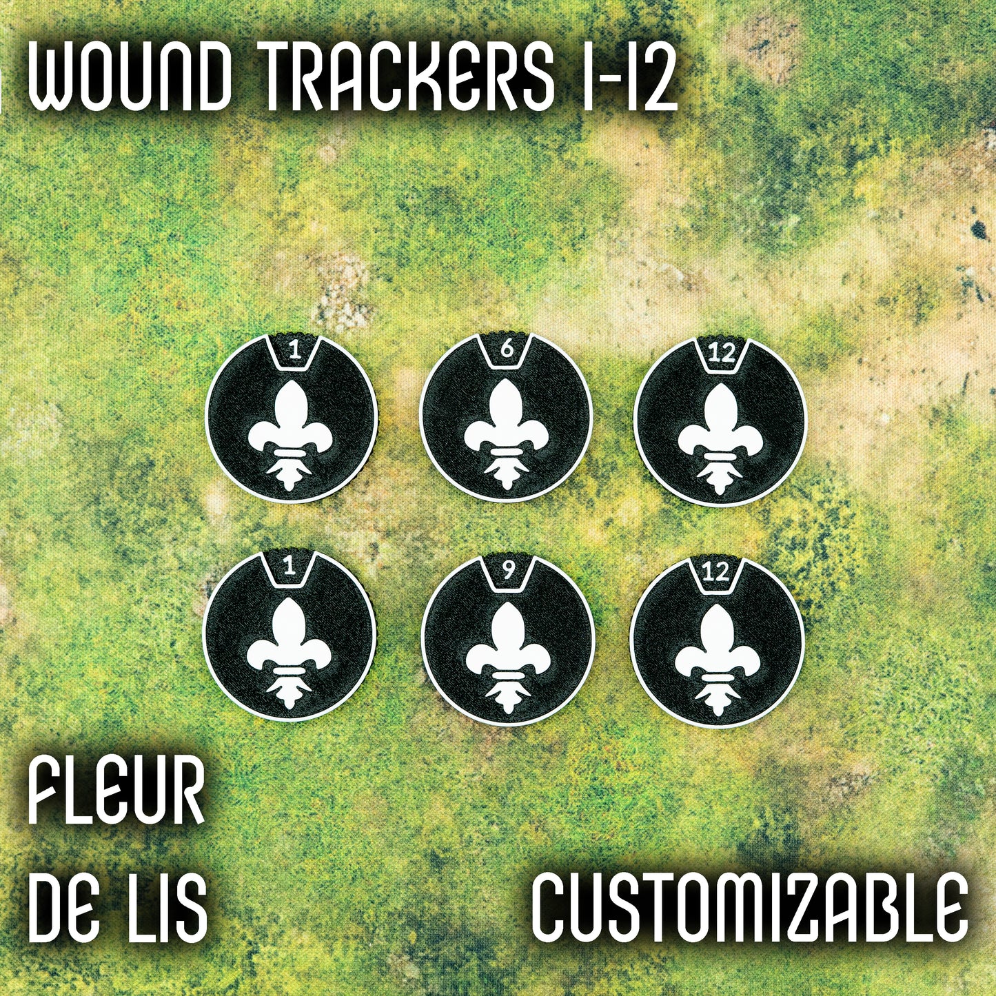 1-12 Wound Trackers - Fleur de Lis - Battle Nuns Style