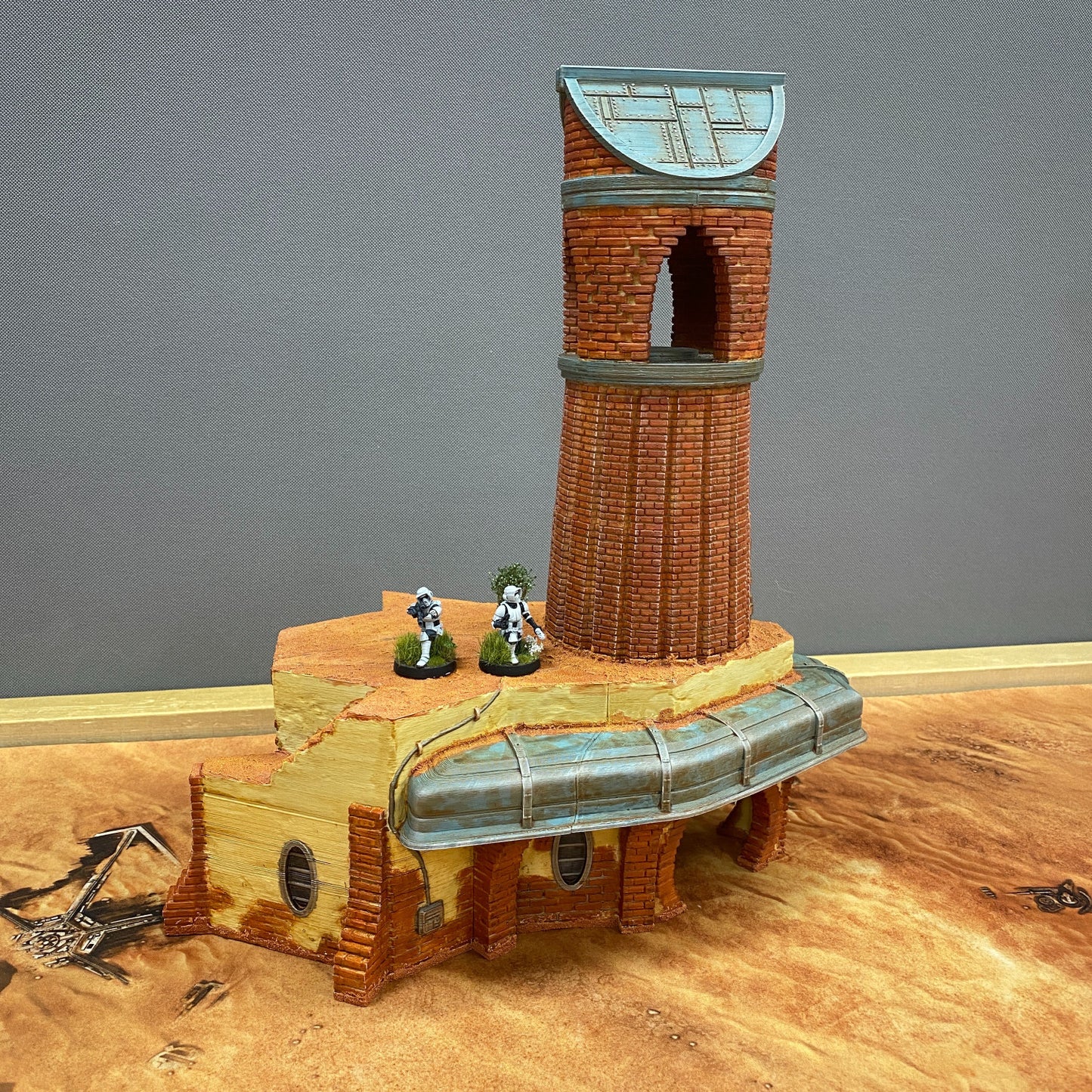 Belltower with Star Wars Legion miniatures.