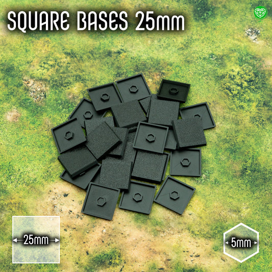 Square Bases - 25 mm - Magnet Ready