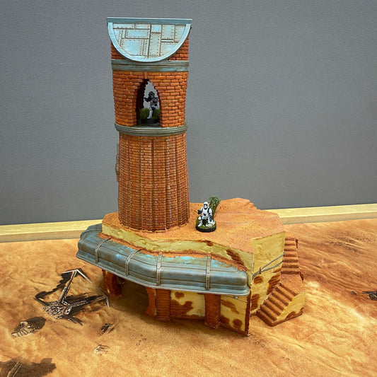 Belltower with Star Wars Legion miniatures.