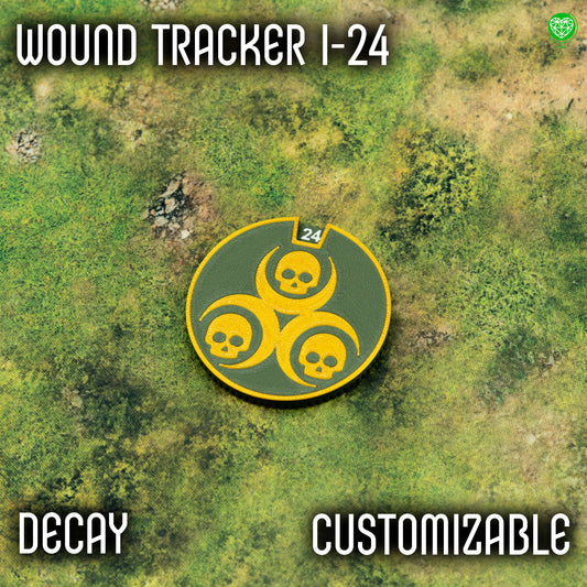 Wound Tracker for Tabletop Games – 1-24 Wounds Decay Style