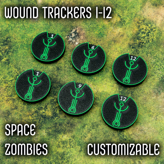 1-12 Wounds Trackers - Space Zombies Style