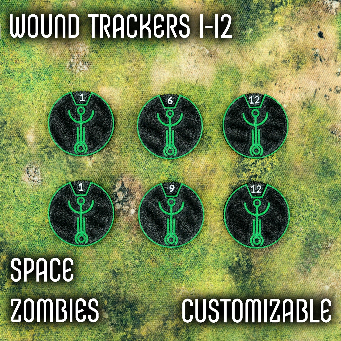 1-12 Wounds Trackers - Space Zombies Style