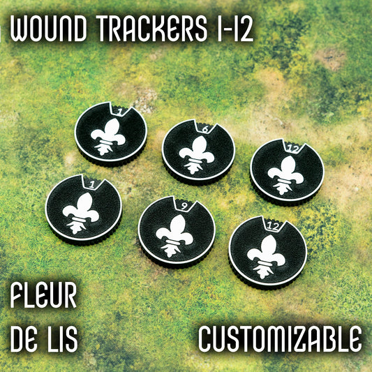 1-12 Wound Trackers - Fleur de Lis - Battle Nuns Style