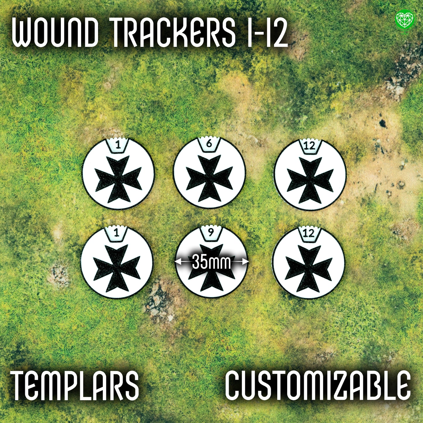 12 wounds tracker for Tabletop Games - Templars
